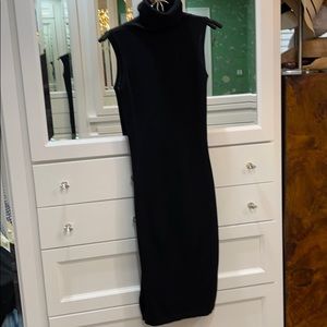 100% cashmere black sleeveless turtleneck dress XS